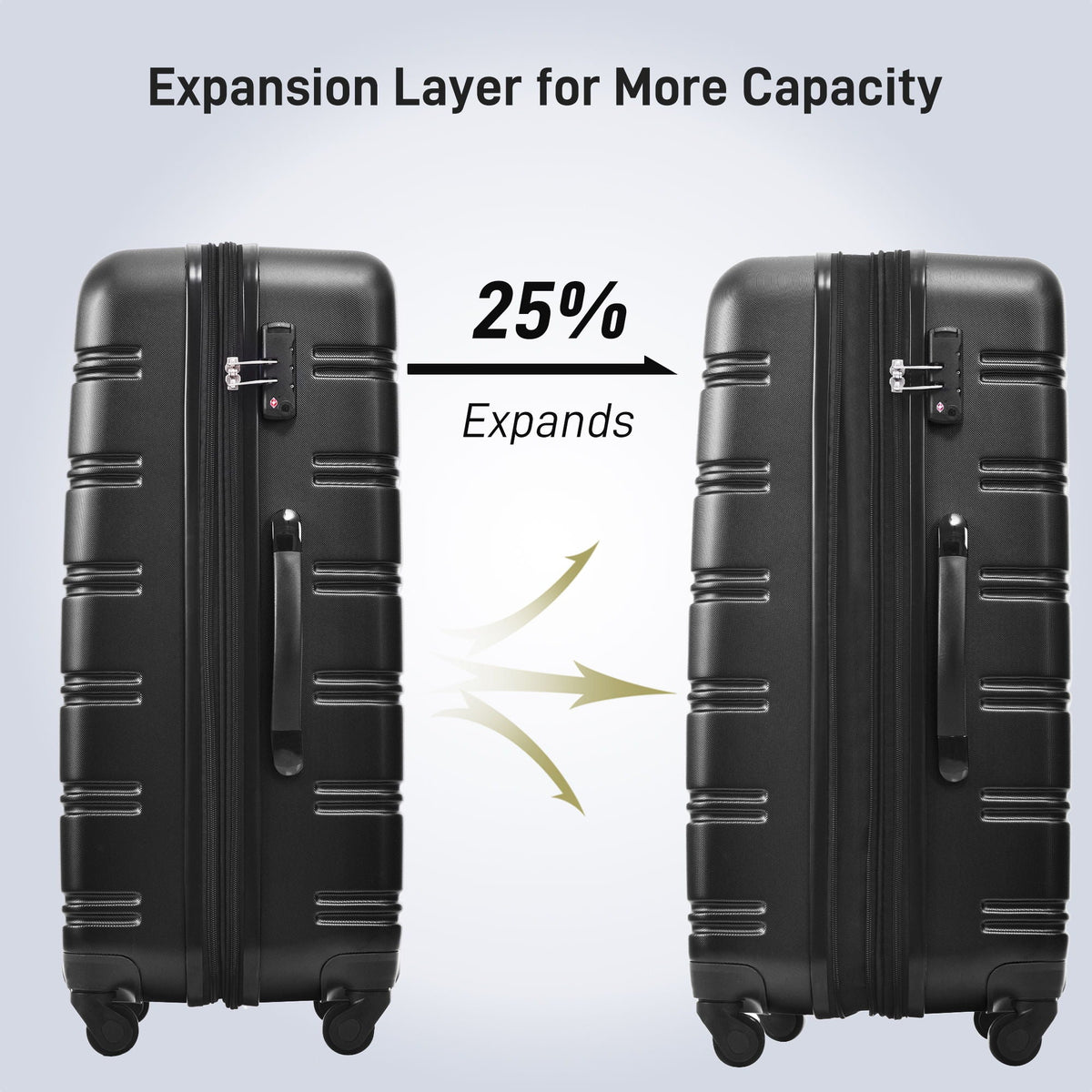 HouseOfZazla black hardside spinner luggage set with TSA lock