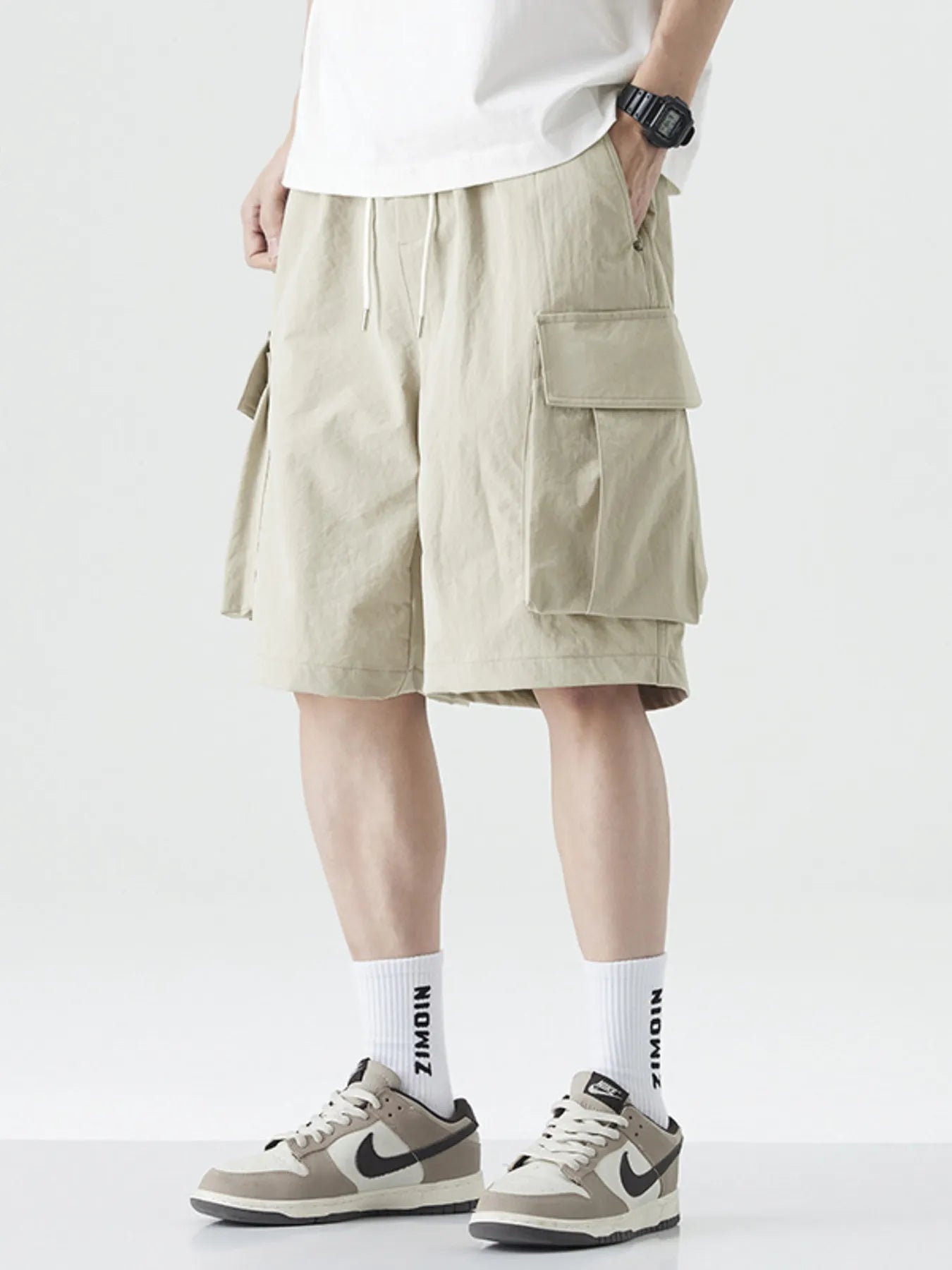 Men's Plus Size Drawstring Wide Leg Cargo Shorts - Farnelli
