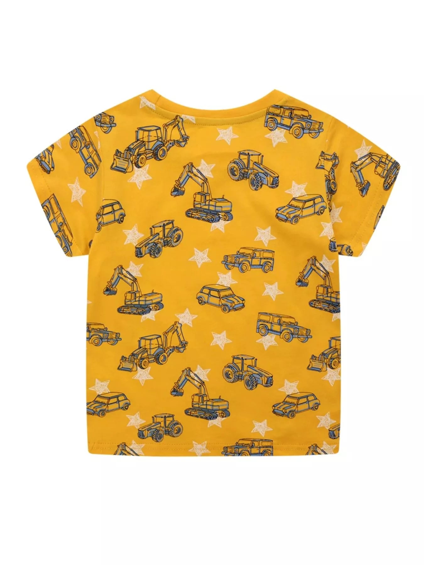 Children's Construction Vehicle Print Crew Neck Short Sleeve T-Shirt - Farnelli