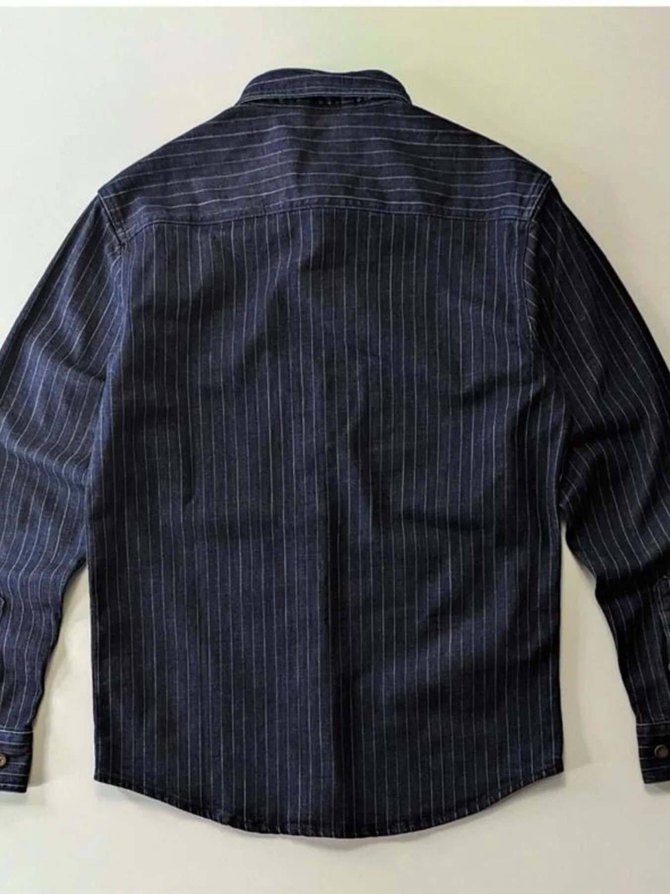 Men's Plus Size Striped Button Up Denim Shirt - Farnelli