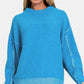 Zenana Exposed Seam Mock Neck Long Sleeve Sweater - Farnelli