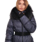 Cyrus Genuine Fur Trim Down Fill Coat in Navy