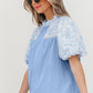 Saanvi Lace Floral Puff Sleeve Loose Blouse - Farnelli