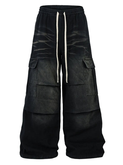 Men's Drawstring Wide Leg Cargo Jeans - Farnelli