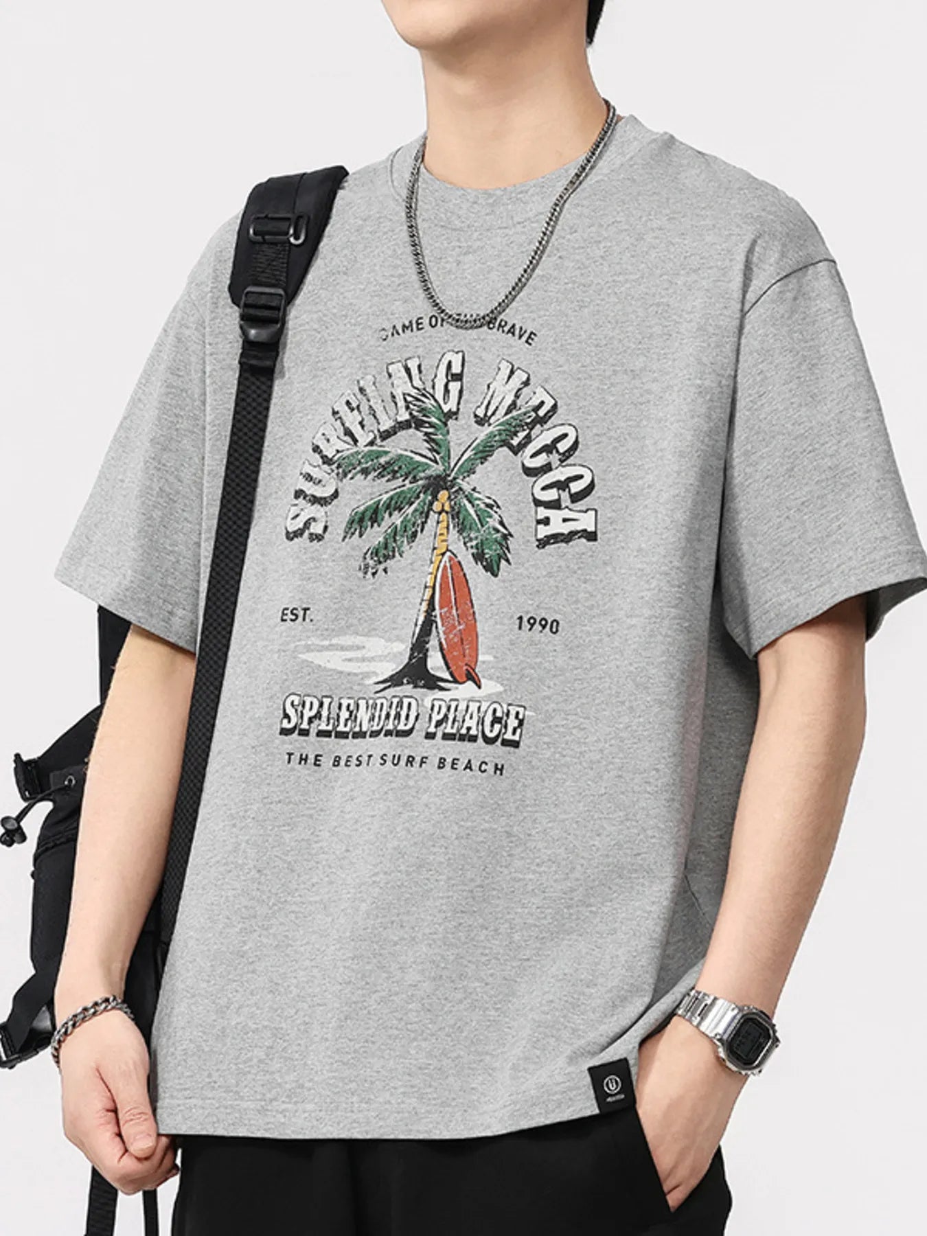 Men's Plus Size Graphic Round Neck Short Sleeve T-Shirt - Farnelli