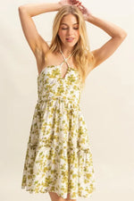 HYFVE Floral Print Halter Neck Tiered Mini Dress - Farnelli