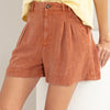 HYFVE High Waist Pleated Linen Shorts - Baked Clay