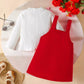 Children's Heart Decor Corduroy Overall Dress & Ribbed Top Set - Farnelli