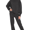 Zenana Fleece Long Sleeve Pullover & Jogger Set - BLACK