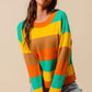 SO ME Multi Color Stripe Sweater with Ribbed Detail - Farnelli