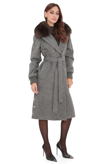 Carolina Genuine Polar Fox Wool Coat