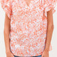 Nancy Floral Ruffle Sleeve Split Neck Blouse - Farnelli