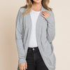 BOMBOM Open Front Long Sleeve Cocoon Cardigan - Heather Gray