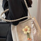 Floral Decor Woven Straw Tote Bag - Farnelli