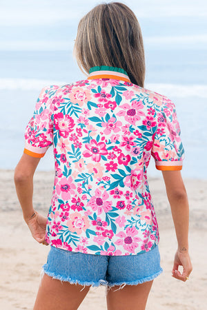 Gianna Floral Short Sleeve Blouse - Farnelli