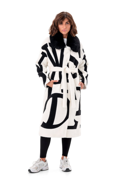 Pre-Order. Re-Stock Ships September 2026. Maru Eco Fur Intarsia Winter Coat