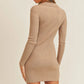 Mable Button Up Ribbed Mini Shirt Dress - Farnelli