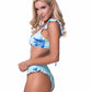 BLUE FLORA RUFFLE TRIM BIKINI SET