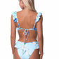 BLUE FLORA RUFFLE TRIM BIKINI SET