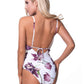 FLORAL RUFFLE TRIM ONE PIECE SWIMSUIT