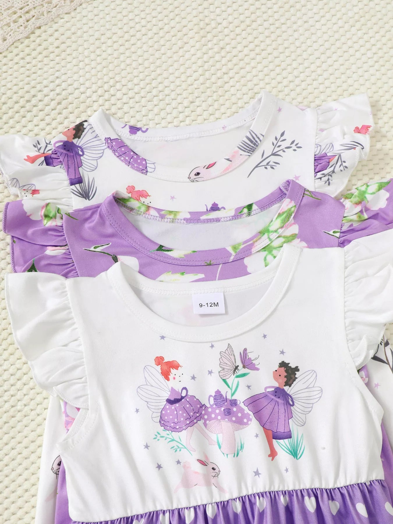 3-Piece Children's Printed Ruffle Sleeve Baby Dress - Farnelli