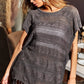 BiBi Fringed Hem Short Sleeve Knit Top - Farnelli