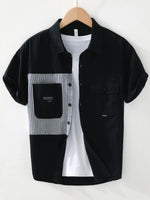Men's Striped Button Front Short Sleeve Shirt - Farnelli