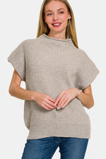 Zenana Short Sleeve Mock Neck Sweater - Farnelli
