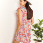 Double Take Floral Tie Neck Cap Sleeve Dress - Farnelli