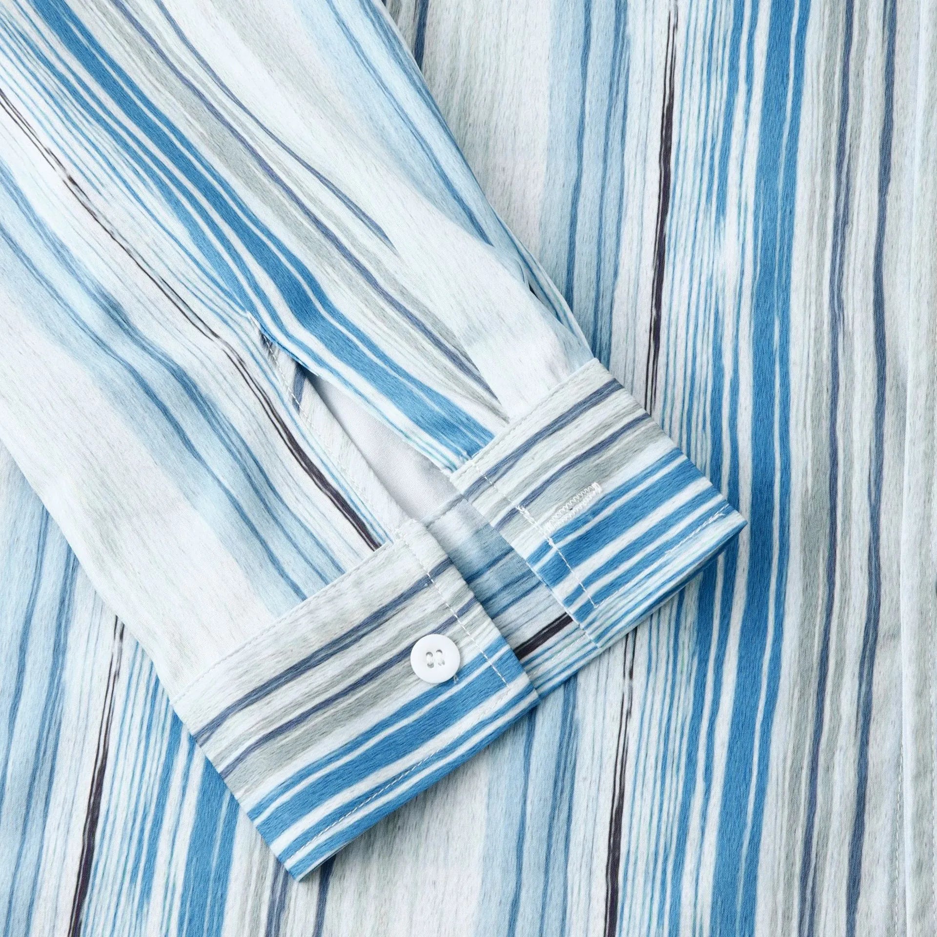 Men's Striped Button-Up Long Sleeve Shirt - Farnelli