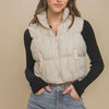 Love Tree Zip Up Turtleneck Cropped Vest Coat - Cream