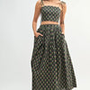 MABLE Floral Crop Top and Skirt Set - Black
