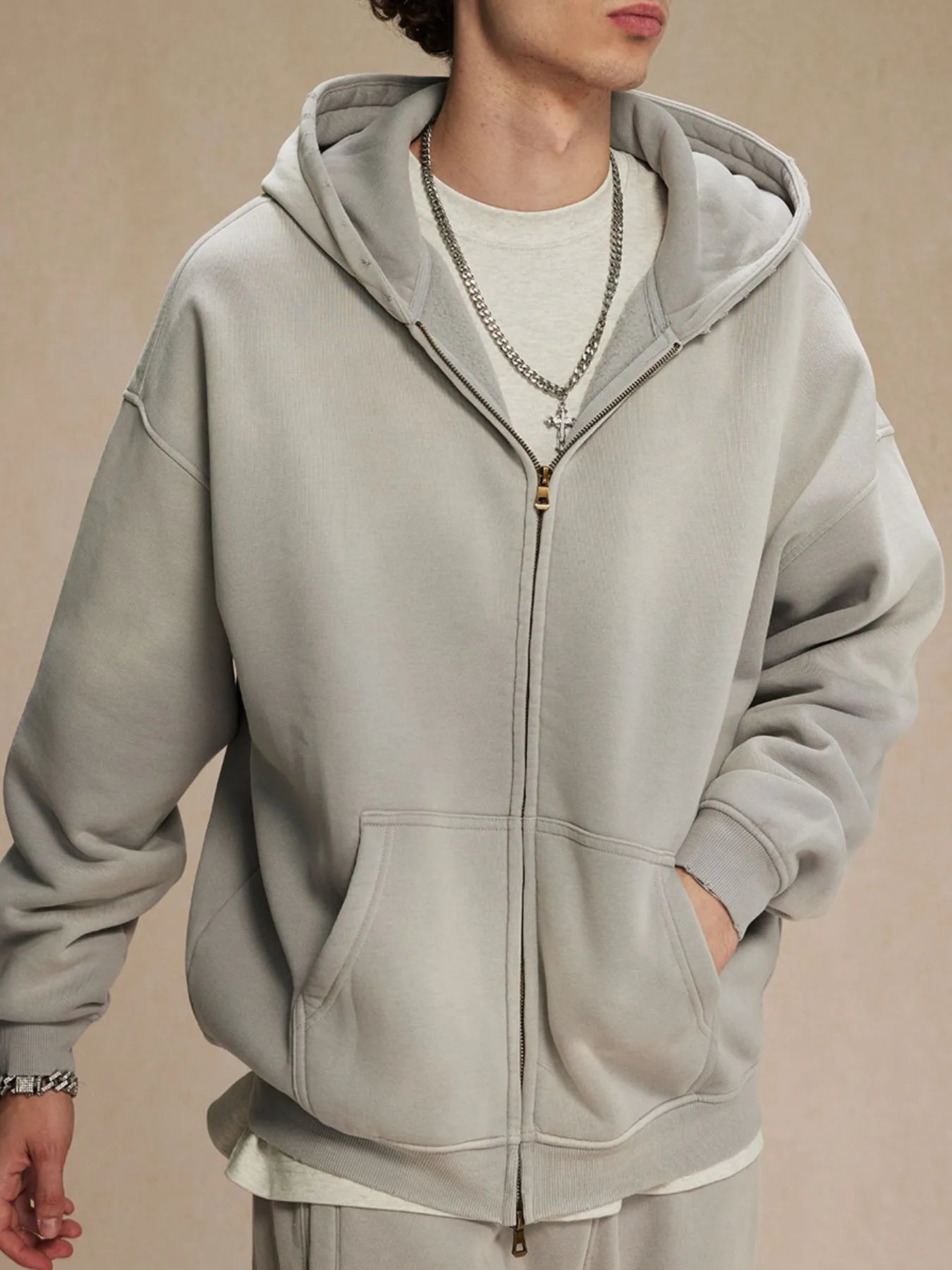 Men's Oversized Casual Zip-Up Hoodie - Farnelli