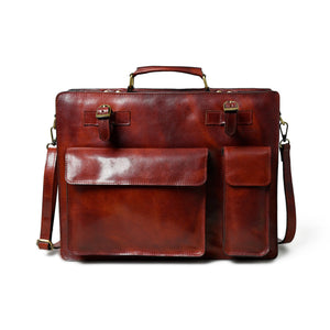 Tan Tuscany Italian leather briefcase by Classy Leather Bags, showcasing its smooth leather surface and elegant design.