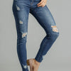 Umgee Distressed Skinny Jeans with Pockets - DENIM BLUE