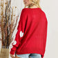 ADORA Full Size Heart V-Neck Knit Top Plus Size - Farnelli