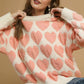 Umgee Mix Heart Pattern Pearl Accent Sweater - Farnelli