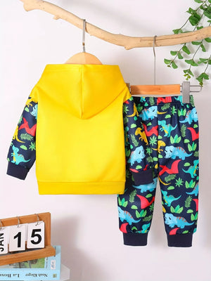 Children's Dinosaur Print Hoodie and Pants Set - Farnelli