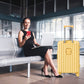 HouseOfZazla 3-piece yellow ABS hard case luggage set with spinner wheels and USB port