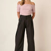 Mittoshop Deep Pleated High Waisted Wide Leg Pants - Black