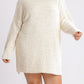 Umgee Full Size High Low Long Sleeve Boucle Sweater Dress Plus Size - Farnelli