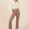 Mittoshop Stretchy Soft Elastic Waist Flare Pants - Mocha