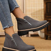 Ankle Boots with Zipper Accent - Dark Gray