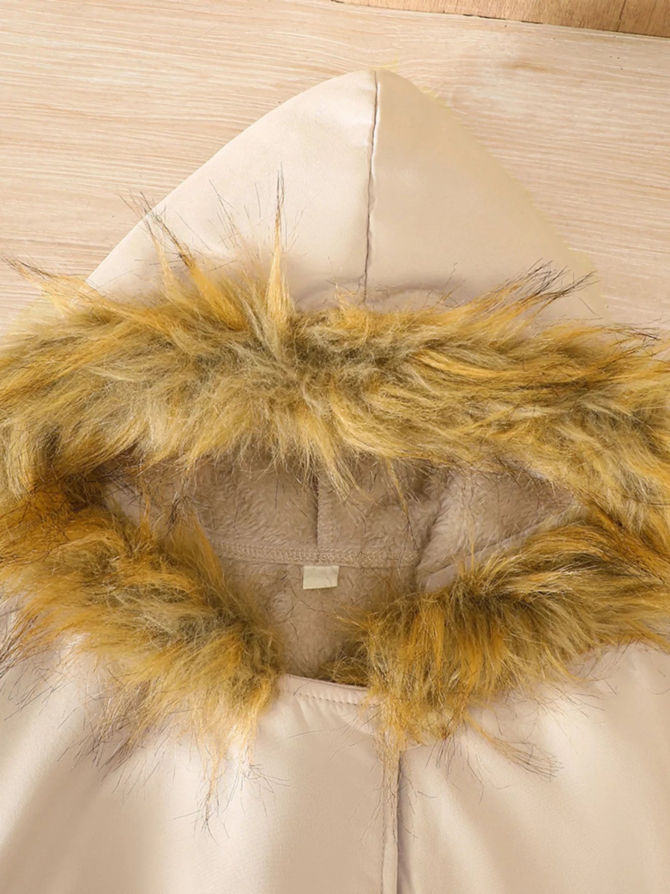 Children's Tie Waist Faux Fur Hooded Outerwear - Farnelli