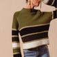 SO ME Multi Color Striped Mock Neck Sweater - Farnelli