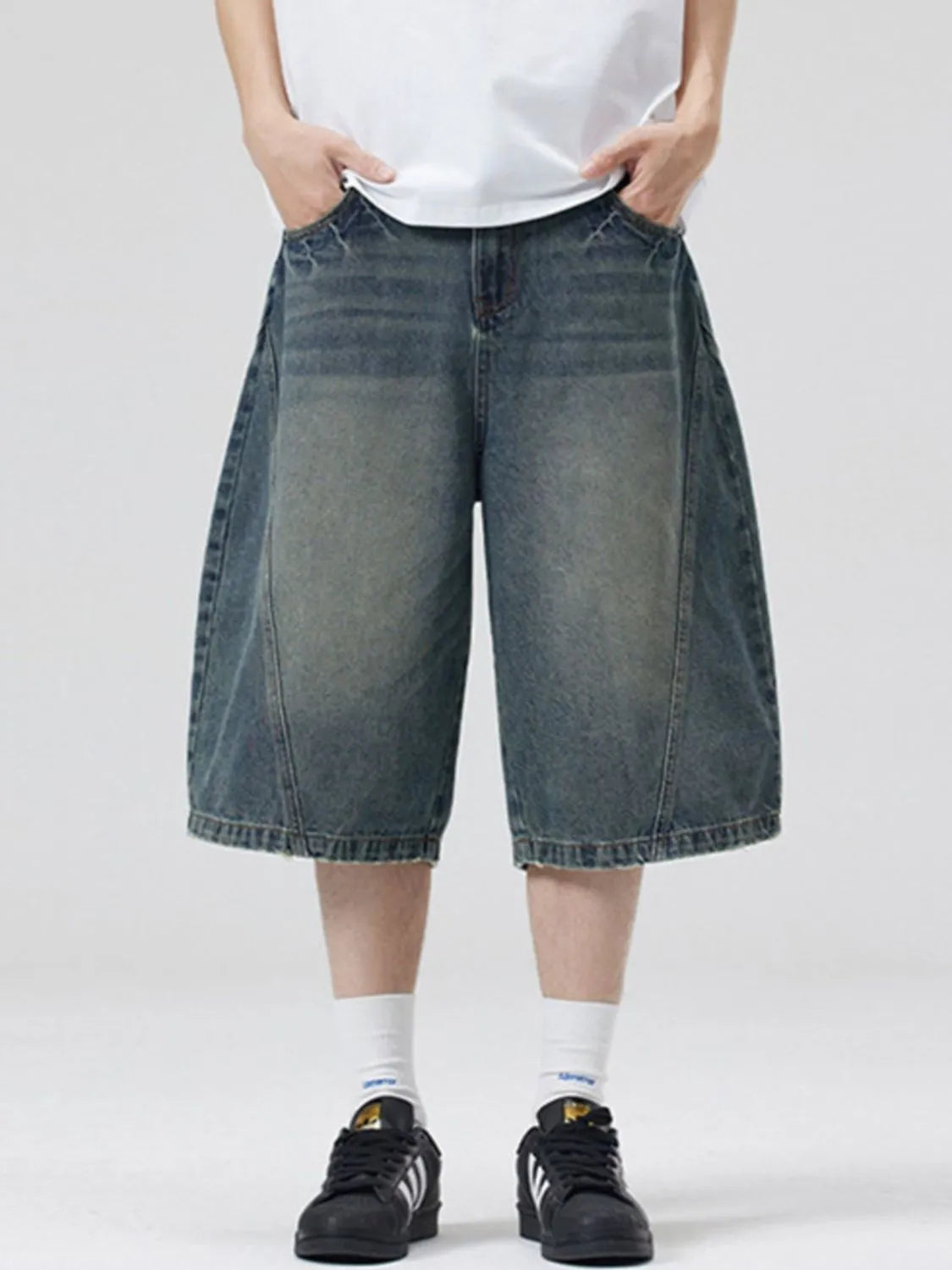 Men's Vintage Washed Denim Bermuda Shorts - Farnelli