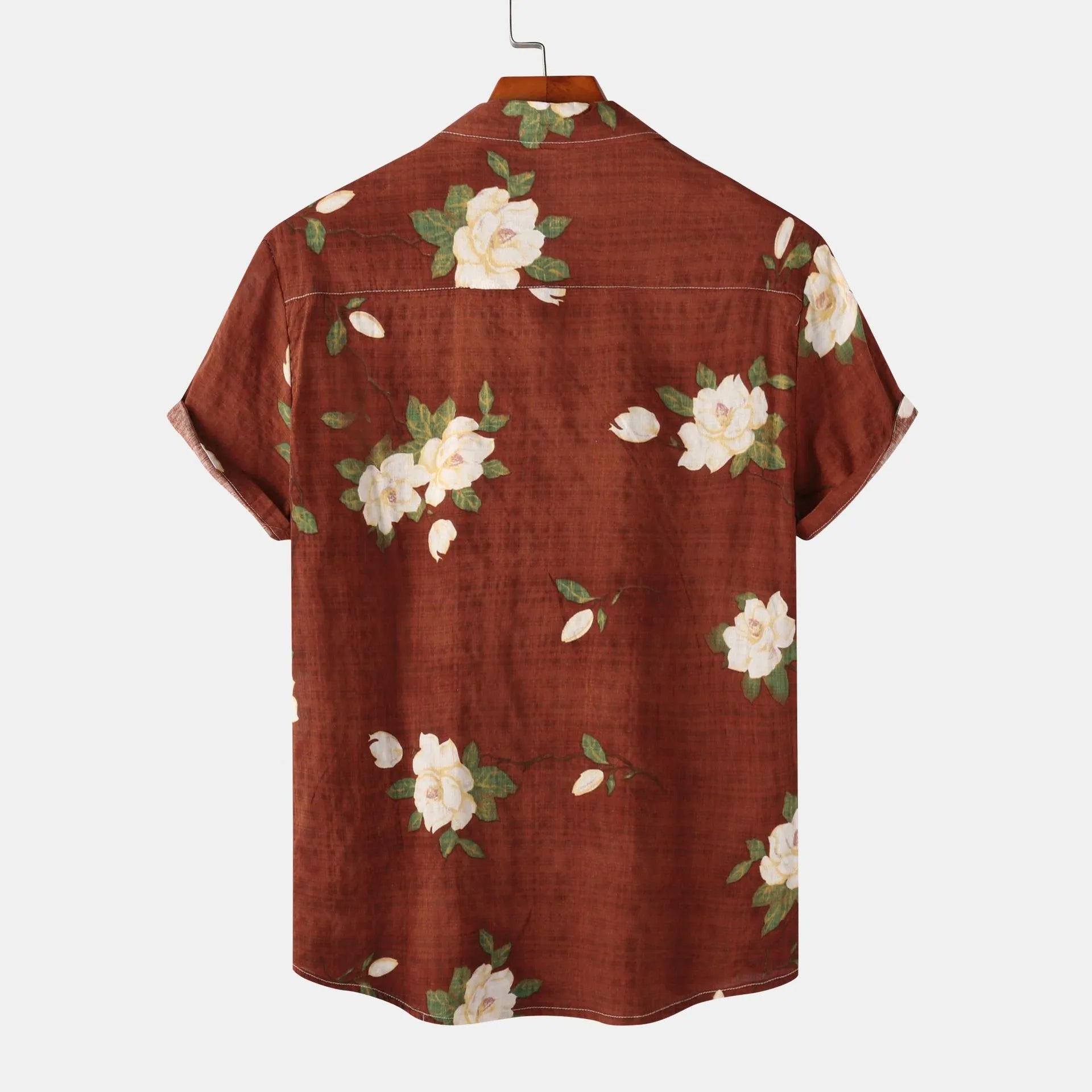 Men's Plus Size Floral Print Short Sleeve Button Down Shirt - Farnelli