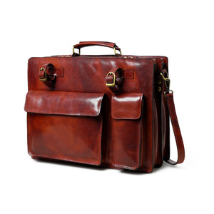 Tuscany Italian leather briefcase in tan from Classy Leather Bags, featuring sturdy handles and a sleek, professional design.