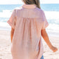 Kiana Metallic Buttoned Loose Fit Short Sleeve Shirt - Farnelli