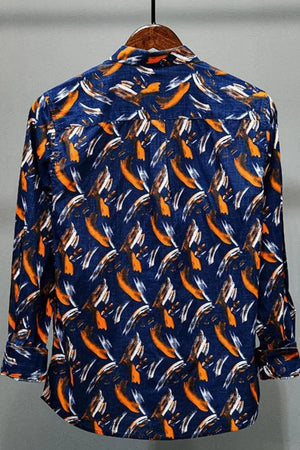 Men's Printed Button Up Long Sleeve Shirt - Farnelli